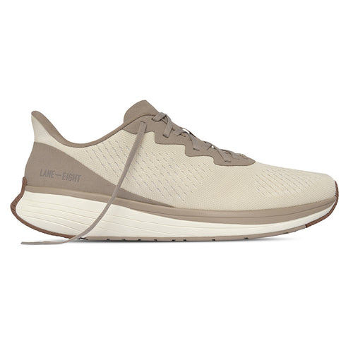 Beige With Brown Lane Eight Men's Relay Trainer Mesh Running Sneaker Side View