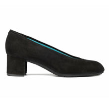 Load image into Gallery viewer, Black Thierry Rabotin Women&#39;s Dawei Suede Low Heel Dress Pump Side View
