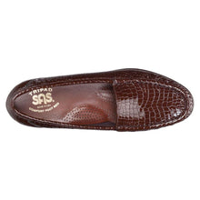 Load image into Gallery viewer, Chocolate Brown SAS Women&#39;s Simplify Crocco Patent Leather Dress Casual Loafer Top View
