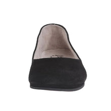Load image into Gallery viewer, Black French Sole Women&#39;s Sloop Suede Dress Ballet Flat Front View
