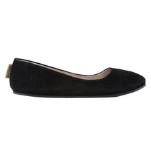 Load image into Gallery viewer, Black French Sole Women&#39;s Sloop Suede Dress Ballet Flat Side View

