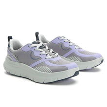 Load image into Gallery viewer, Digital Lavender With Grey Alegria Women&#39;s Solstyce Black Out Vegan Leather Casual Sneaker Profile View Wide Width

