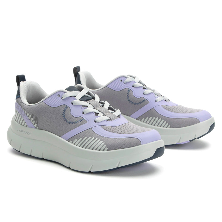 Digital Lavender With Grey Alegria Women's Solstyce Black Out Vegan Leather Casual Sneaker Profile View Wide Width