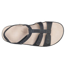 Load image into Gallery viewer, Nero Dark Grey With Black Sole SAS Women&#39;s Sorrento Leather T Strap Wedge Sandal Top View
