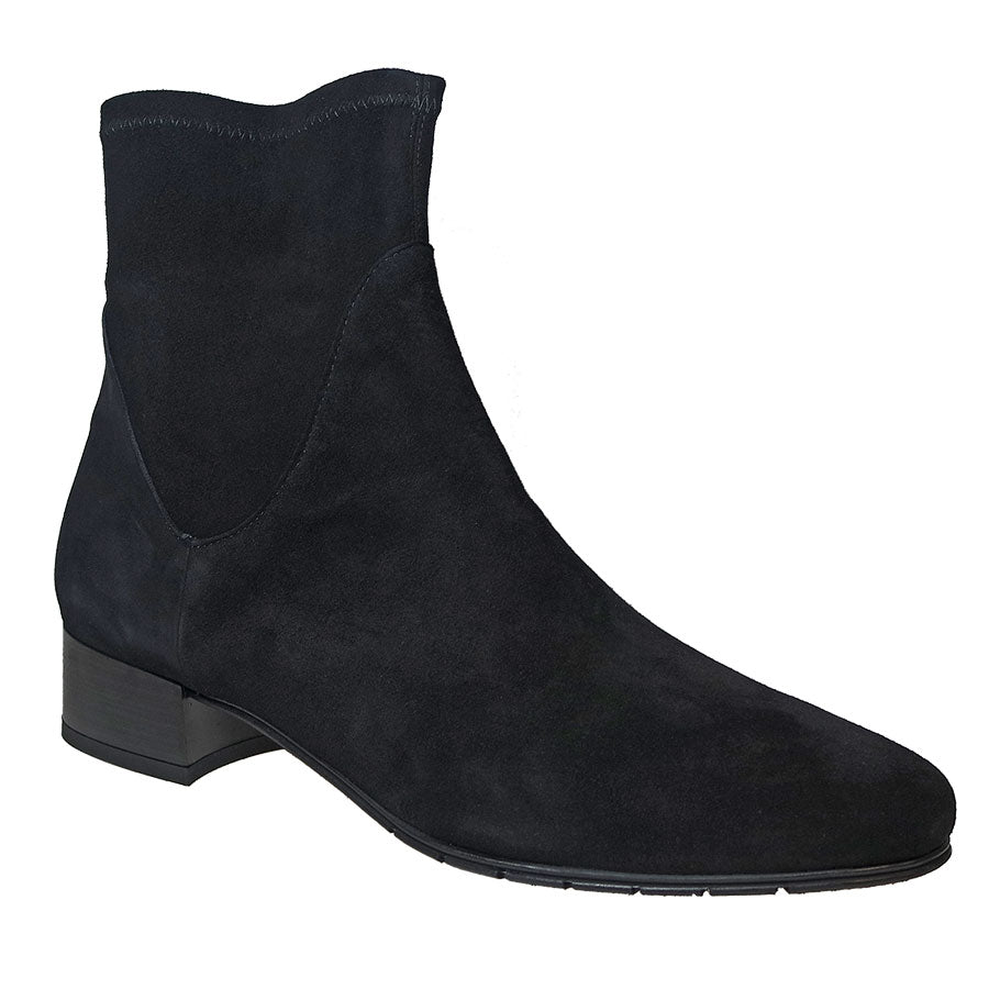 Nero Black Brunate Women's Giova Suede And Stretch Suede Low Heel Pull Up Ankle Boot