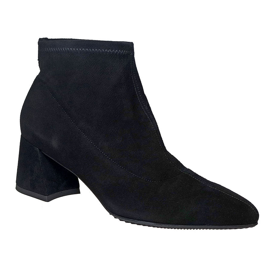Nero Black Brunate Women's Karen Suede And Stretch Suede Dress Pull On Heeled Ankle Boot