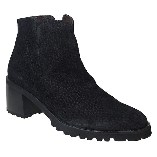 Nero Black Brunate Women's Margo Fox Print Suede Side Zipper Block Heel Dress Ankle Boot