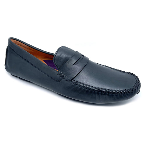 Navy Blue With Black Sole Robert Zur Men's Sven Leather Driving Moccasin