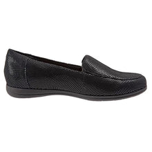 Load image into Gallery viewer, Black Trotters Women&#39;s Deanna Mini Dots Embossed Leather Loafer Side View
