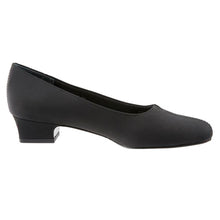 Load image into Gallery viewer, Black Trotters Women&#39;s Doris Microfiber Low Block Heel Dress Pump Side View
