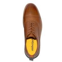 Load image into Gallery viewer, Honey Tan With Brown Sole Amberjack Men&#39;s The Cap Toe Leather Casual Oxford Top View With Brown Sole
