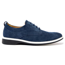 Load image into Gallery viewer, Cobalt Blue with White And Black Sole Men&#39;s Amber Jack The Original Water Repellent Suede Casual Oxford Side View
