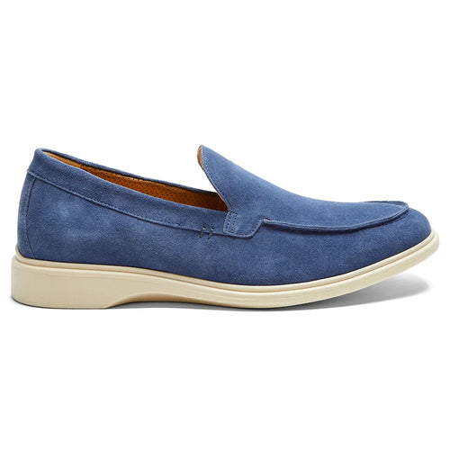 Cobalt Blue With Off White Sole Men's Amber Jack Leather Casual Slip On Loafer Side View