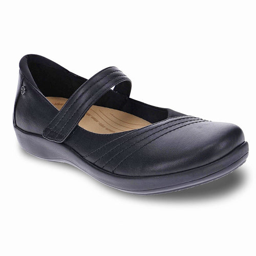 Black Revere Women's Timaru Leather Casual Mary Jane Profile View