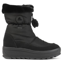 Load image into Gallery viewer, Black Pajar Women&#39;s Toby Waterproof Nylon &amp; Vegan Nubuck Winter Ankle Boot With Plush Wool Lining Side View
