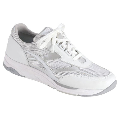 Silver And White SAS Women's Tour Leather And Mesh Athletic Sneaker