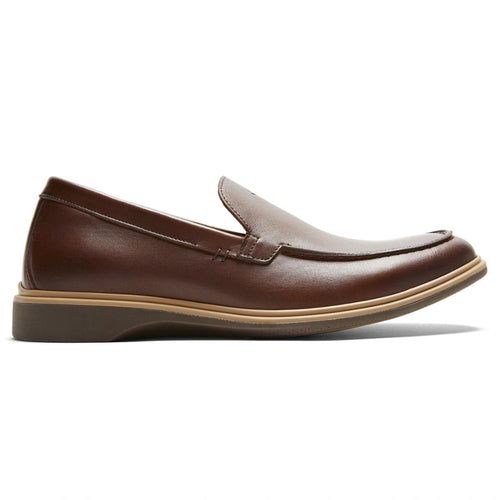 Chestnut Brown With Tan Men's Amber Jack Leather Casual Slip On Loafer Side View
