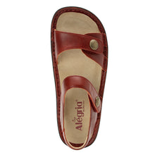 Load image into Gallery viewer, Garnet Dark Red With Black Sole Alegria Women&#39;s Vienna Triple Strap Leather Sandal Top View
