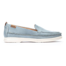 Load image into Gallery viewer, Denim Light Blue With White Sole Pikolinos Women&#39;s Gandia Leather Slip On Loafer Side View
