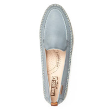 Load image into Gallery viewer, Denim Light Blue With White Sole Pikolinos Women&#39;s Gandia Leather Slip On Loafer Top View

