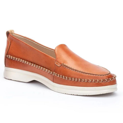 Nectar Tan With White Sole Pikolinos Women's Gandia Leather Slip On Loafer Profile View
