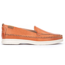 Load image into Gallery viewer, Nectar Tan With White Sole Pikolinos Women&#39;s Gandia Leather Slip On Loafer Side View
