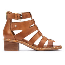 Load image into Gallery viewer, Brandy Brown Pikolinos Women&#39;s Blanes Leather Gladiator Heeled Sandal Side View
