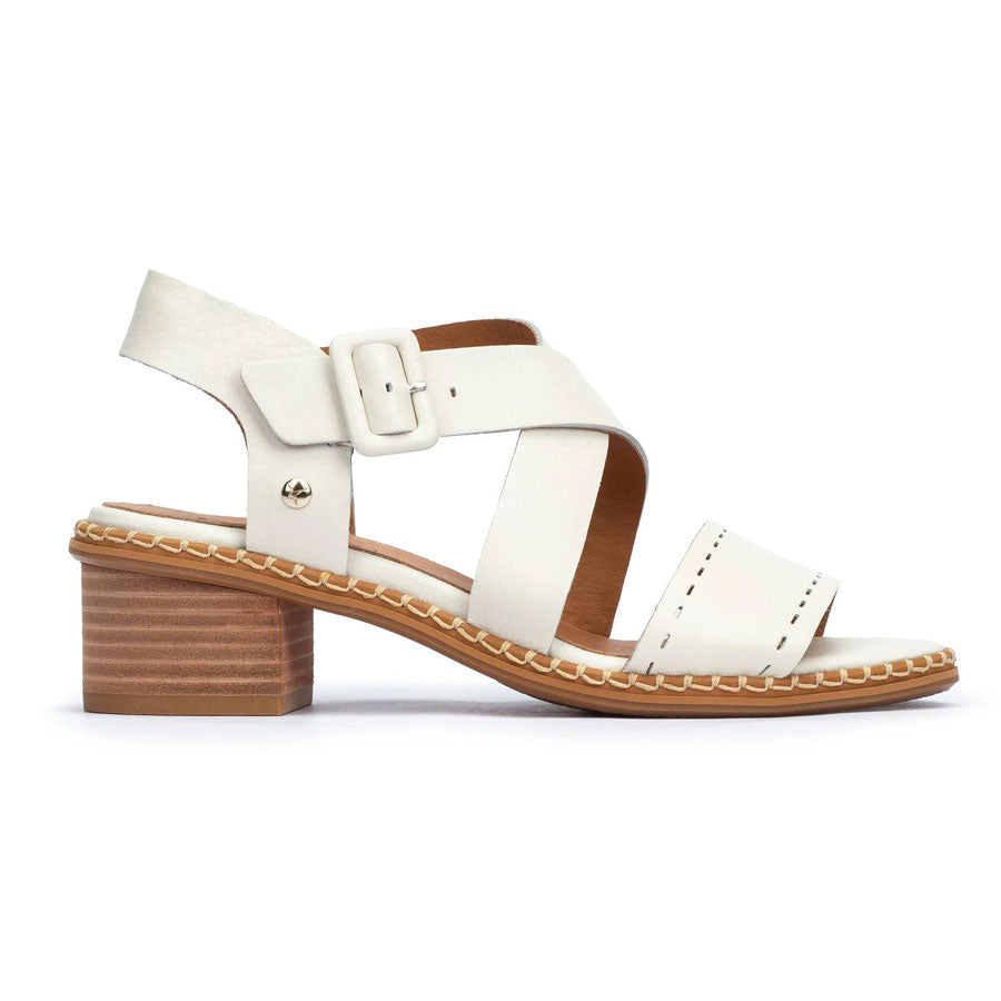 White Pikolinos Women's Blanes W3H Leather Block Heel Sandal