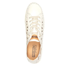 Load image into Gallery viewer, Nata Off White Pikolinos Women&#39;s Soller W8B Leather With Perforated Floral Cut Outs Casual Sneaker Top View
