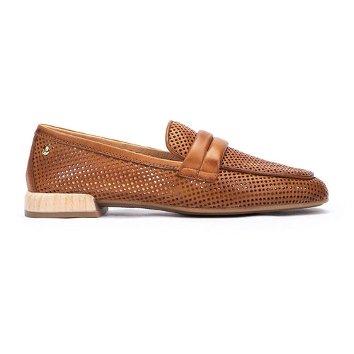 Brandy Brown Pikolinos Women's Almeria W9W Perforated Leather Loafer