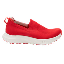 Load image into Gallery viewer, Red With White Alegria Women&#39;s Waze Knit Slip On Sneaker Side View

