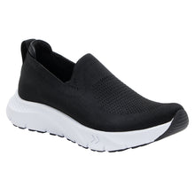 Load image into Gallery viewer, Black With White Alegria Women&#39;s Waze Knit Slip On Sneaker Profile View
