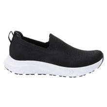 Load image into Gallery viewer, Black With White Alegria Women&#39;s Waze Knit Slip On Sneaker Side View
