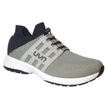 Load image into Gallery viewer, Light Green And Navy With White And Black Sole UYN Men&#39;s Man Nature Tune Vibram Merino Wool Athletic Sneaker Profile View
