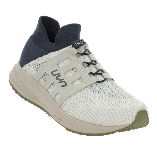 Pearl Gray And Carbon White And Navy With Beige Sole UYN Women's WM Nature Tune Vibram Waterproof Textile Sneaker