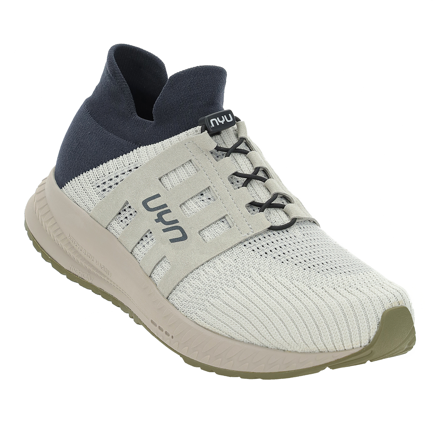 Pearl Gray And Carbon White And Navy With Beige Sole UYN Women's WM Nature Tune Vibram Waterproof Textile Sneaker