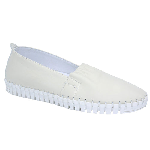 Bone Off White With White Sole Eric Michael Women's Yvette Leather Casual Slip On Loafer