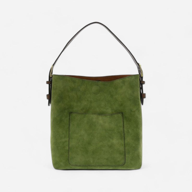 Joy Susan Handle Rich Faux Suede Handbag