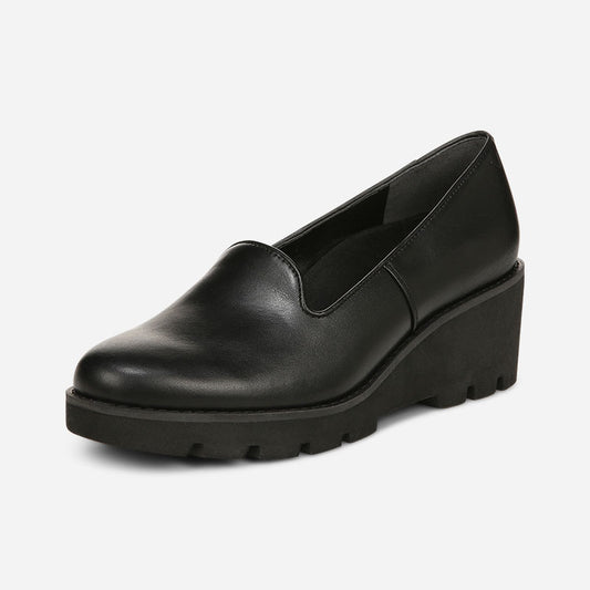 Willa Wedge Black Leather