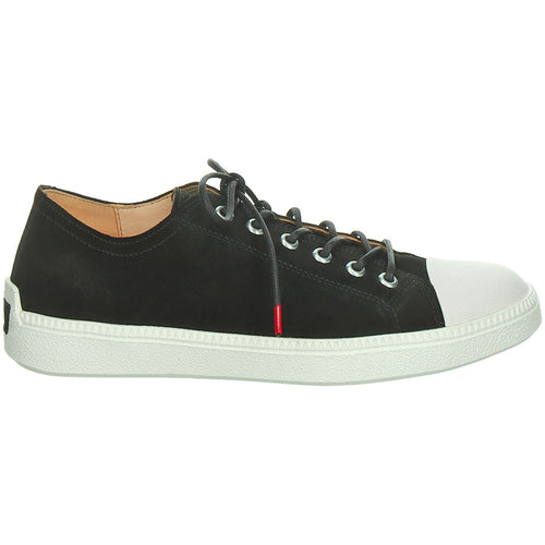 Black With White Sole And Cap Toe Think Women's Turna Suede And Leather Casual Sneaker
