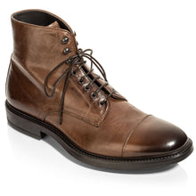 Load image into Gallery viewer, Brandy Brown To Boot New York Men&#39;s Burkett Leather Cap Toe Casual Combat Boot Profile View
