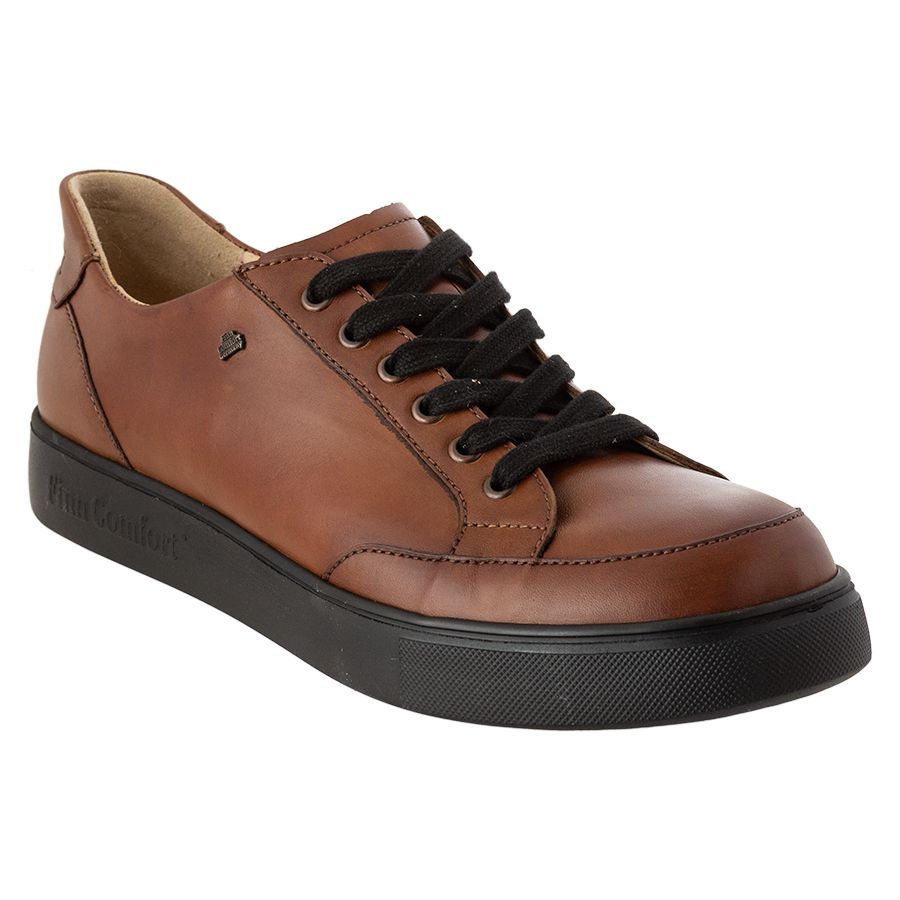 Beaver Tan With Black Sole And Laces Finn Comfort Men's Brandon Leather Casual Oxford