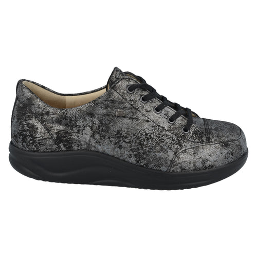 Grey With Black With Black Sole Finn Comfort Women's Ikebukuro Textured Leather Casual Sneaker