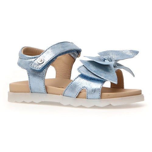 Girl's Naturino Grieta Sandal Metallic Blue Leather Harry's Shoes Upper West Side NYC Profile