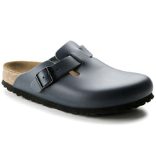 Load image into Gallery viewer, Blue With Black Sole Birkenstock Women&#39;s Boston Leather Clog Profile View
