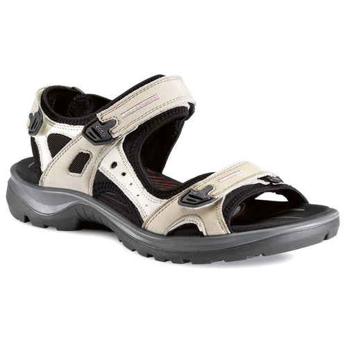 Atmosphere Beige And White With Black Ecco Women's Offroad Nubuck Sports Sandal Profile View