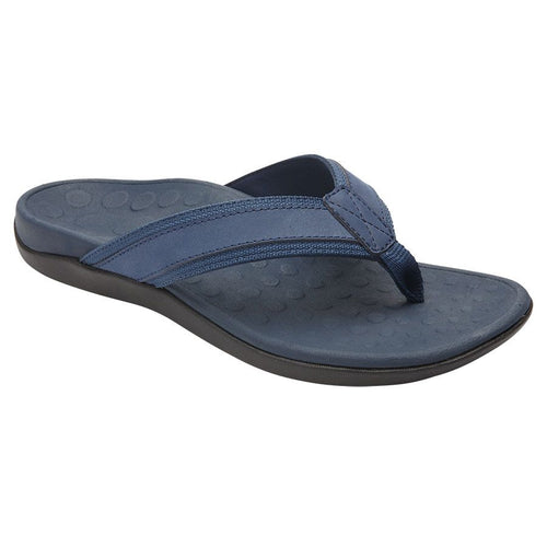 Navy With Black Sole Vionic Men's Tide Toe Post Sndl Leather Thong Sandal