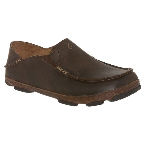 Dark Wood Brown Olukai Men's Moloa Waxed Nubuck Casual Slip On Shoe