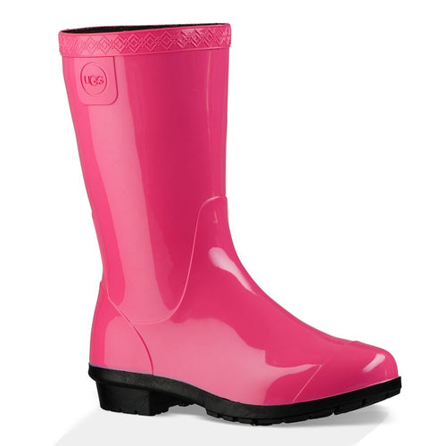 Diva Pink With Black Sole UGG GIrl's Ranna Waterproof Rubber Rain Boot Sizes 13 and 1 to 6