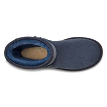 Load image into Gallery viewer, Navy With Brown Sole UGG Women&#39;s Classic Short II Water Repellent Suede Slip On Bootie Top View
